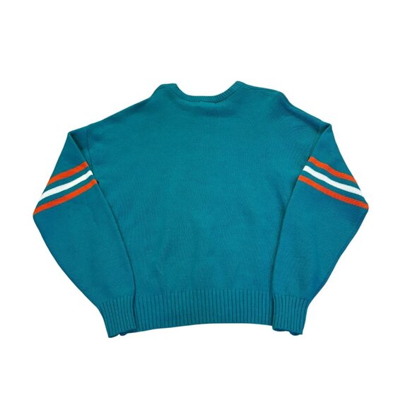 Vintage 80's Miami Dolphins NFL Cliff Engle Sweater Don Shula Teal Blue Men's XL - Picture 2 of 7